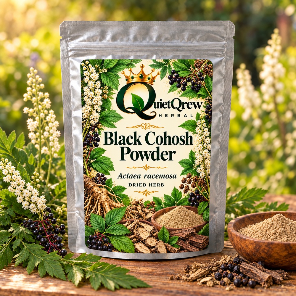 Black Cohosh Powder — Actaea racemosa — QuietQrew Herbal label