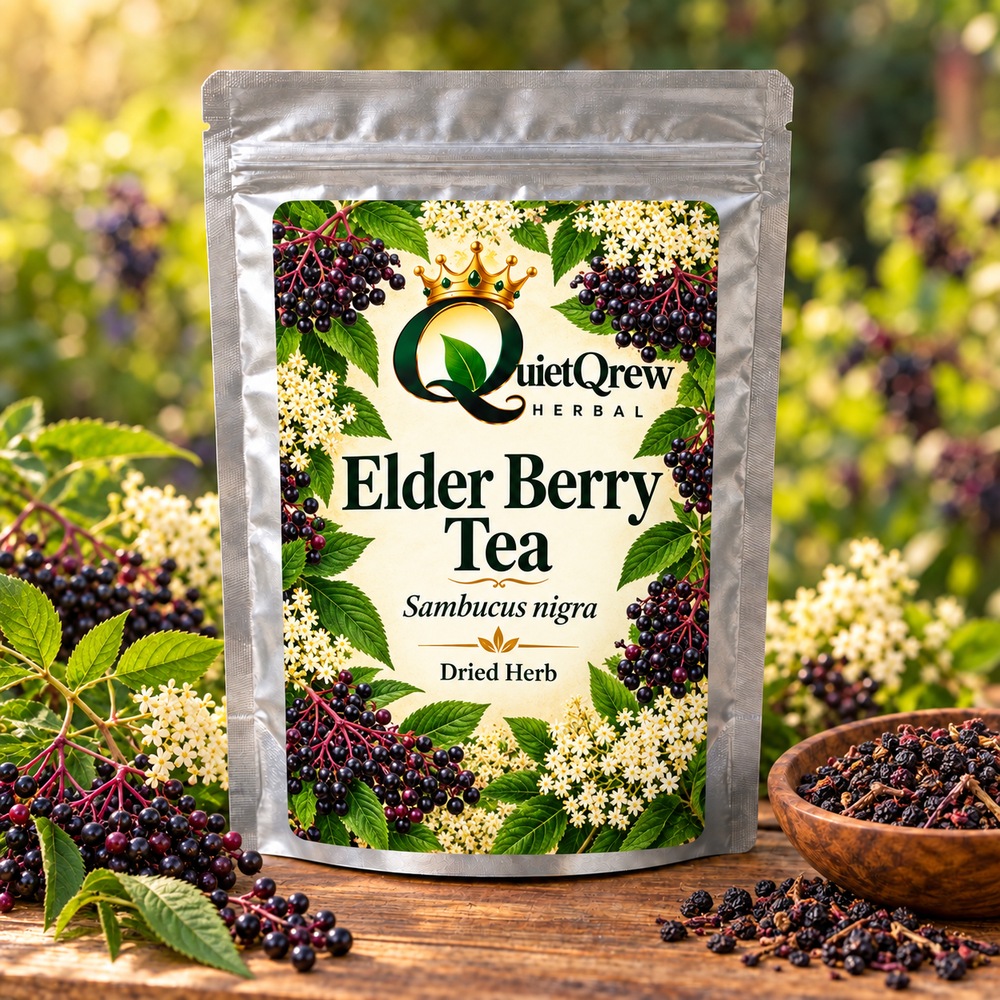 Elder Berry Tea — Sambucus nigra — QuietQrew Herbal label