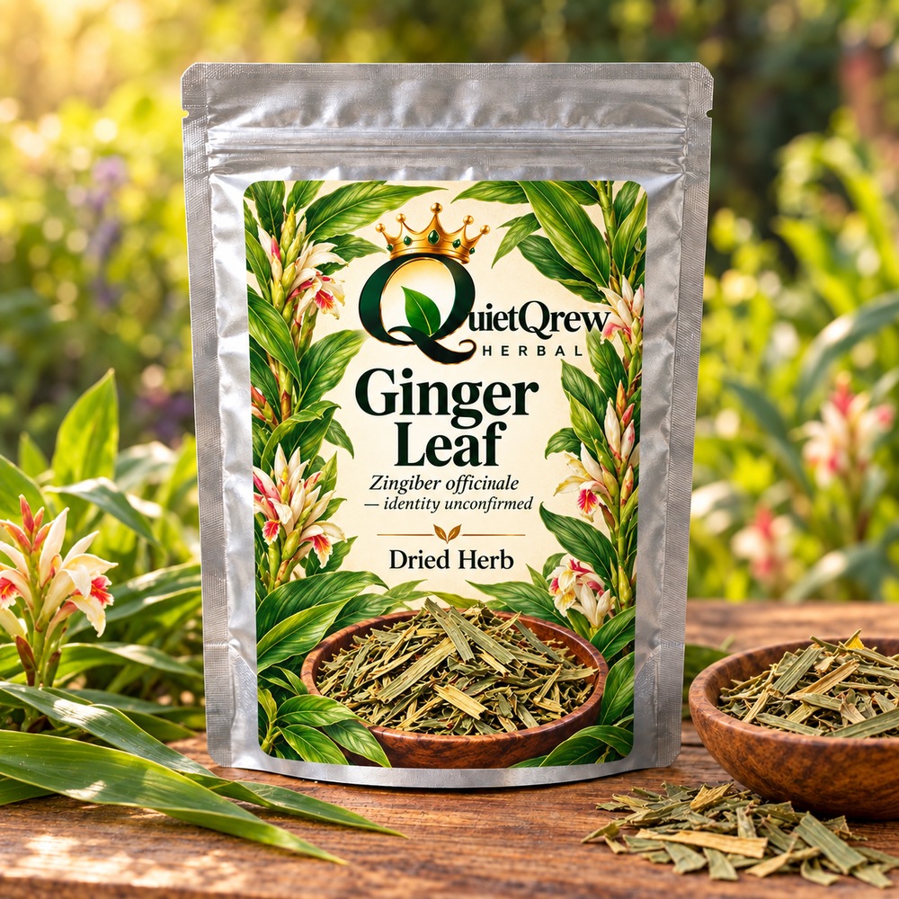 Ginger Leaf — Zingiber officinale — identity unconfirmed — QuietQrew Herbal label