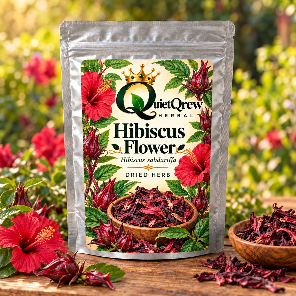 Hibiscus Flower — Hibiscus sabdariffa — QuietQrew Herbal label