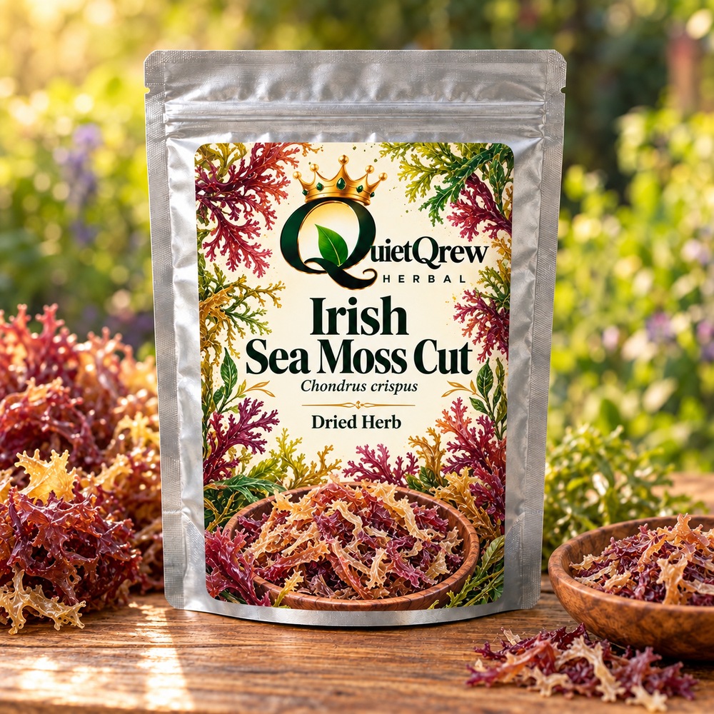 Irish Sea Moss Cut — Seaweed species — supplier confirmation needed — QuietQrew Herbal label