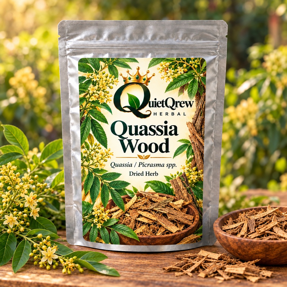Quassia Wood — Quassia / Picrasma spp. — QuietQrew Herbal label