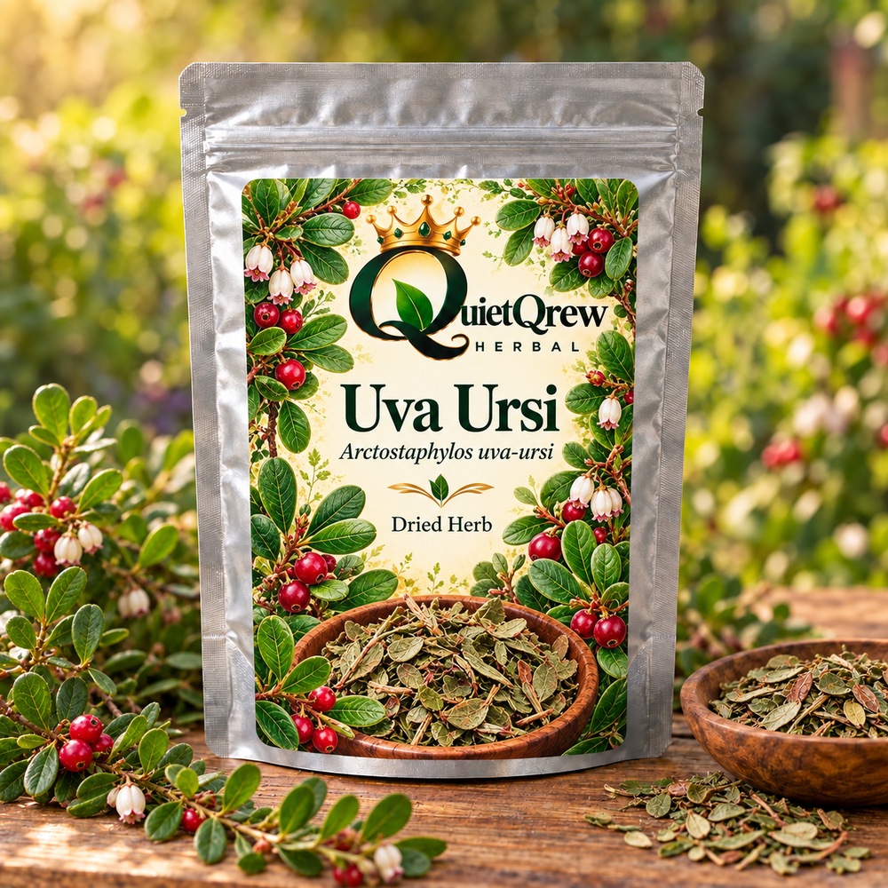 Uva Ursi — Arctostaphylos uva-ursi — QuietQrew Herbal label
