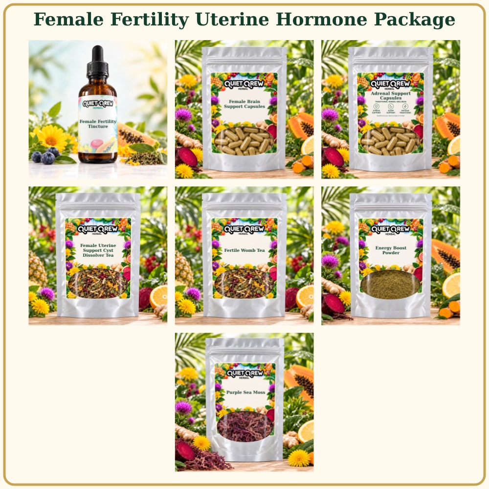 Female Fertility Uterine Hormone Package — QuietQrew Herbal silver pouch packaging